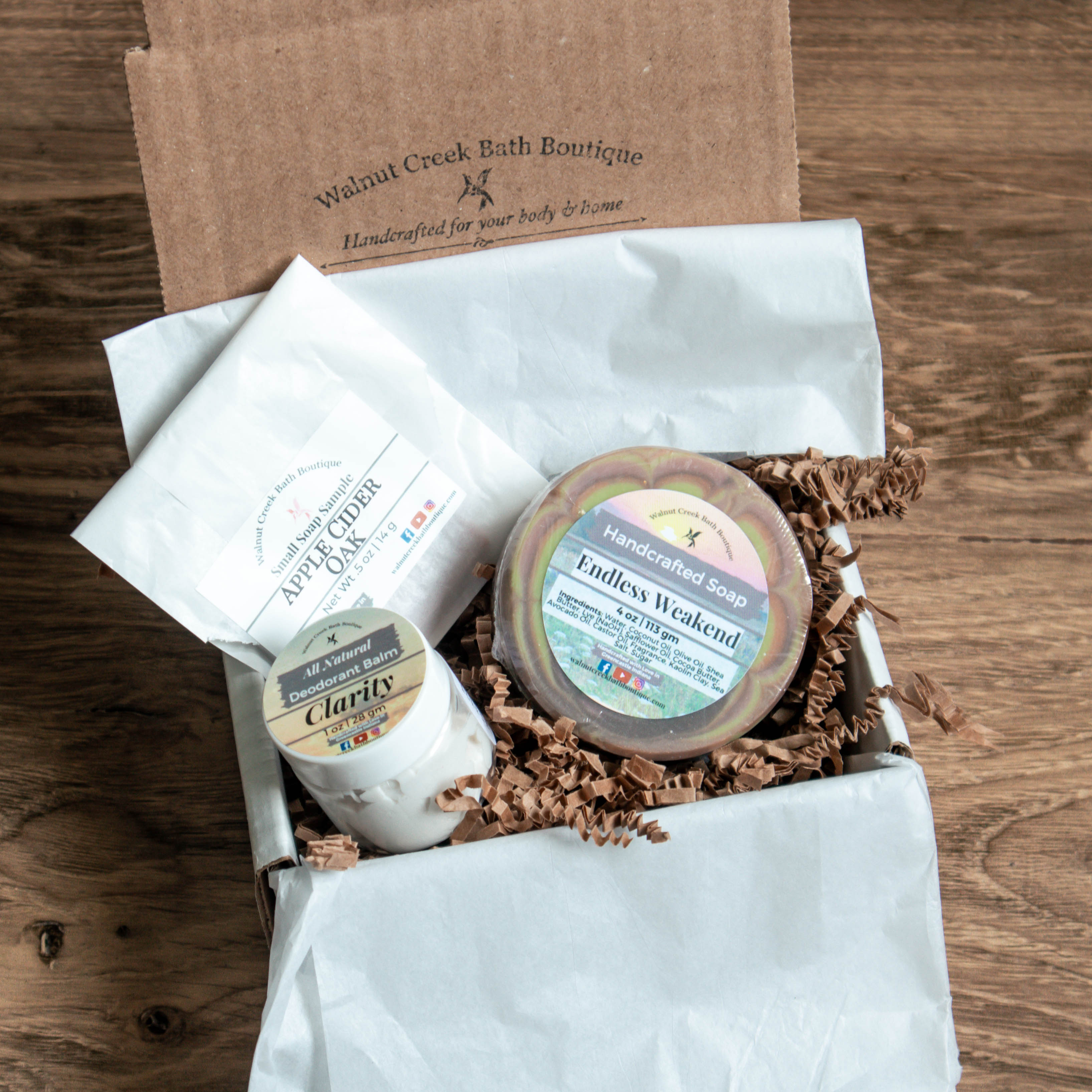 September soap box with endless weekend soap and a sample of clarity deodorant