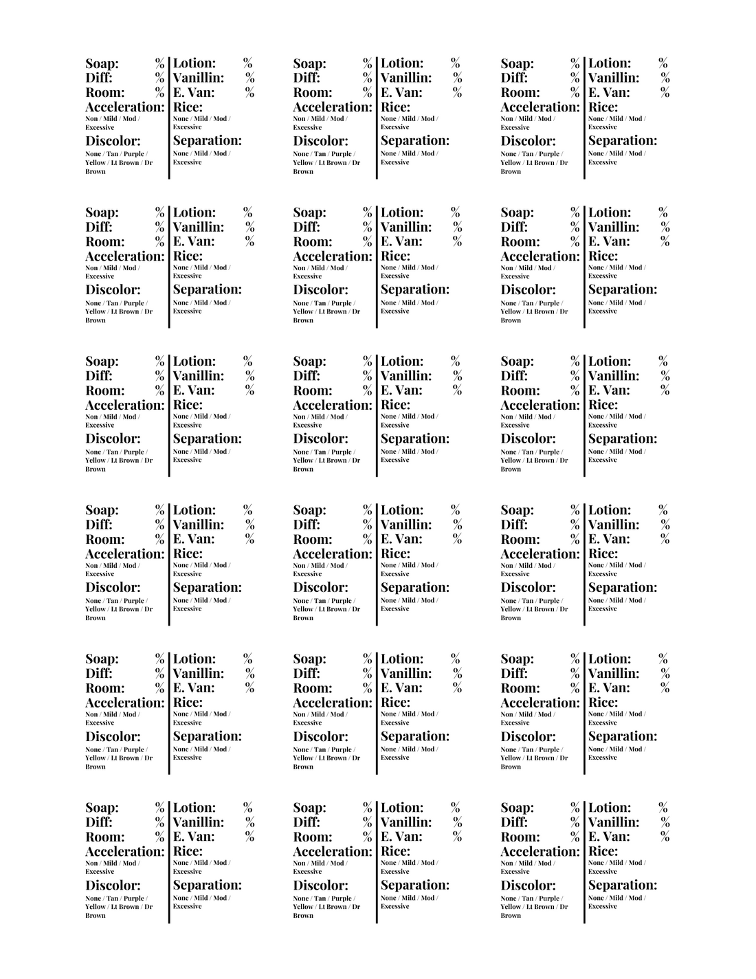 image of fragrance labels on a full sheet that = 36 labels