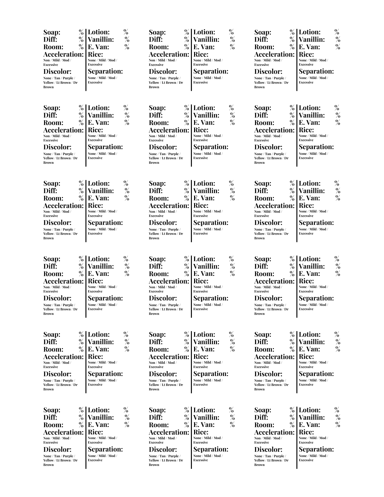 image of fragrance labels on a full sheet that = 36 labels