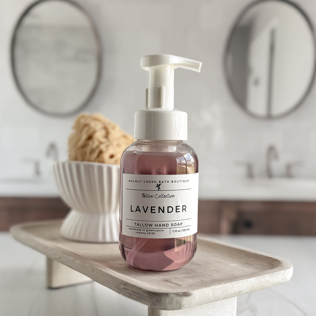 purple lavender foaming soap bottle
