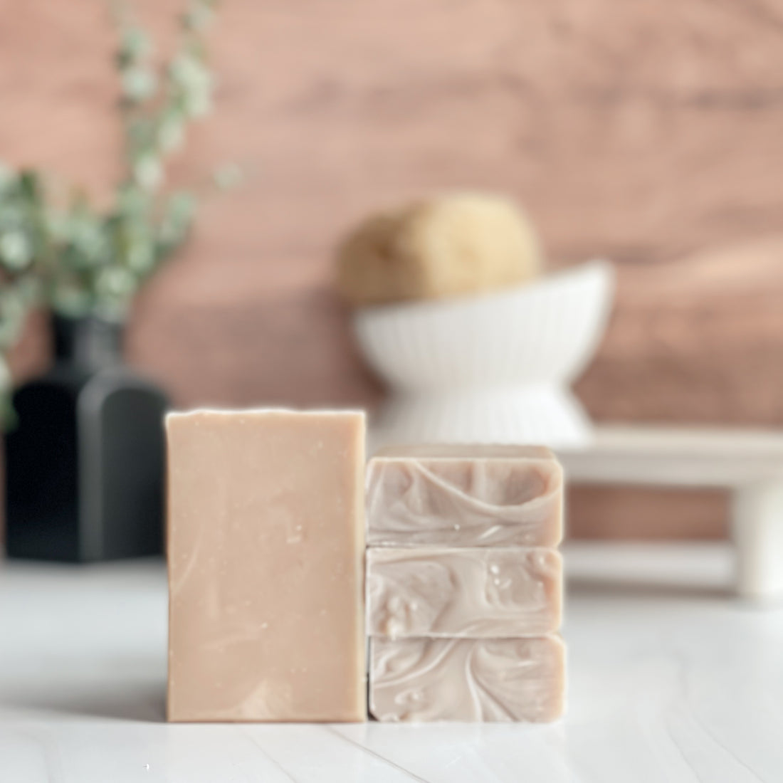 caribbean teakwood soaps stacked next to one facing to show creamy color
