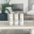 3 vegan lip balms on a tray in a line to show simple labels