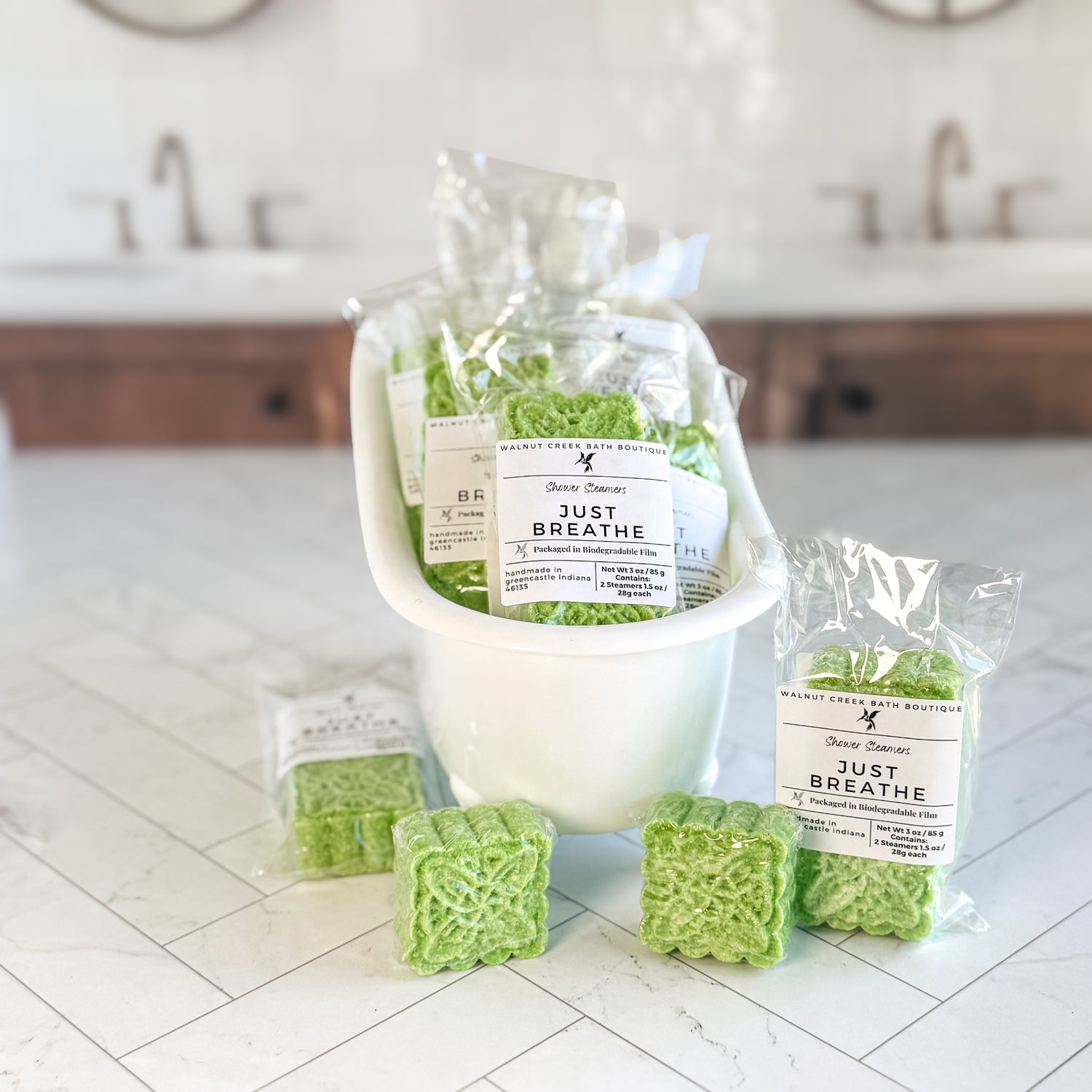 Green packaged products labeled &