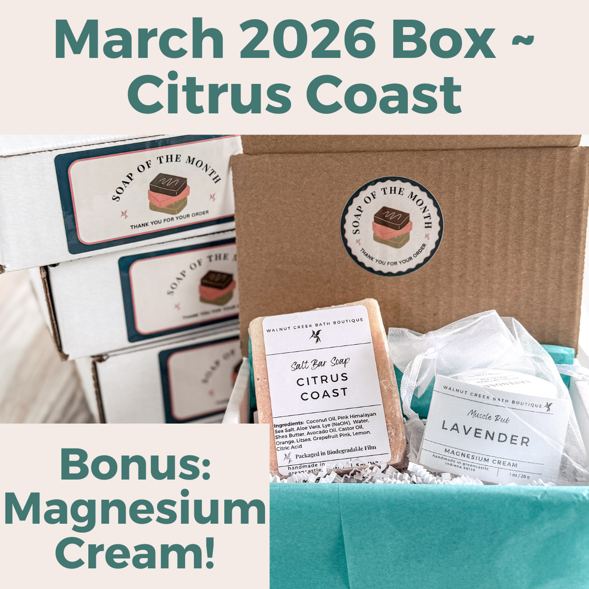 Soap subscription box with &