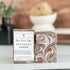 Marbled soap bars with packaging labeled &