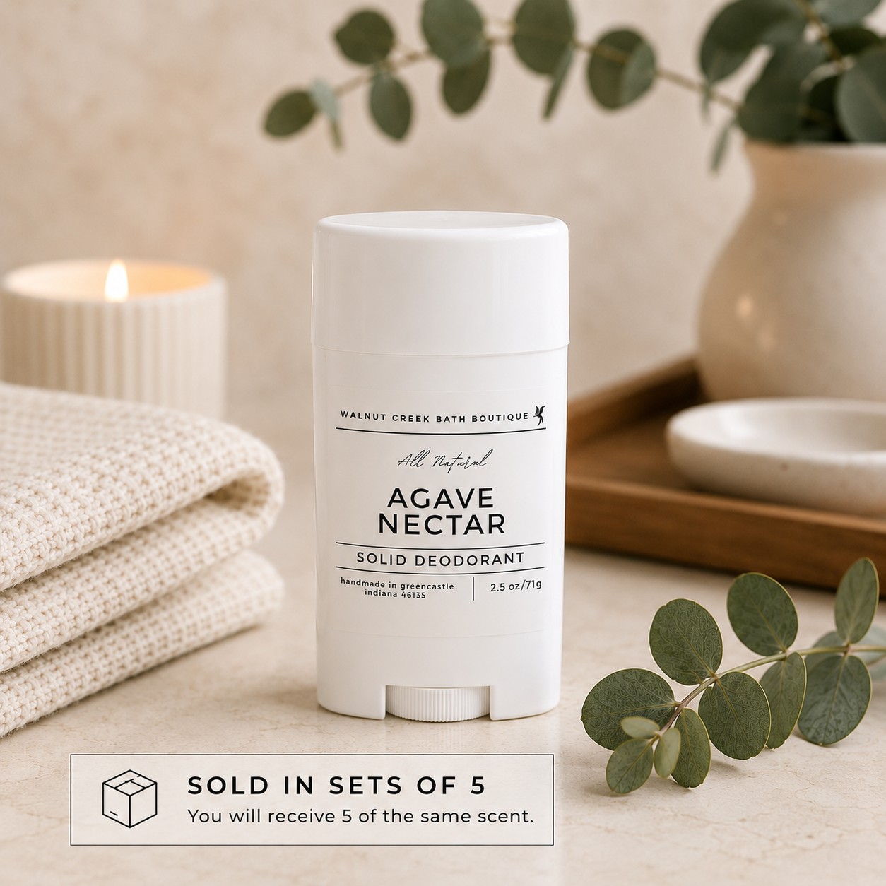 Solid deodorant stick with &