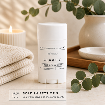 Solid deodorant stick with &