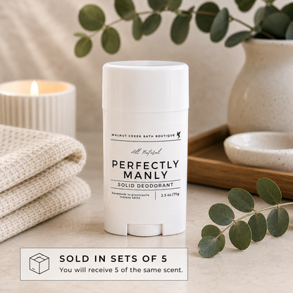 White solid deodorant stick with &